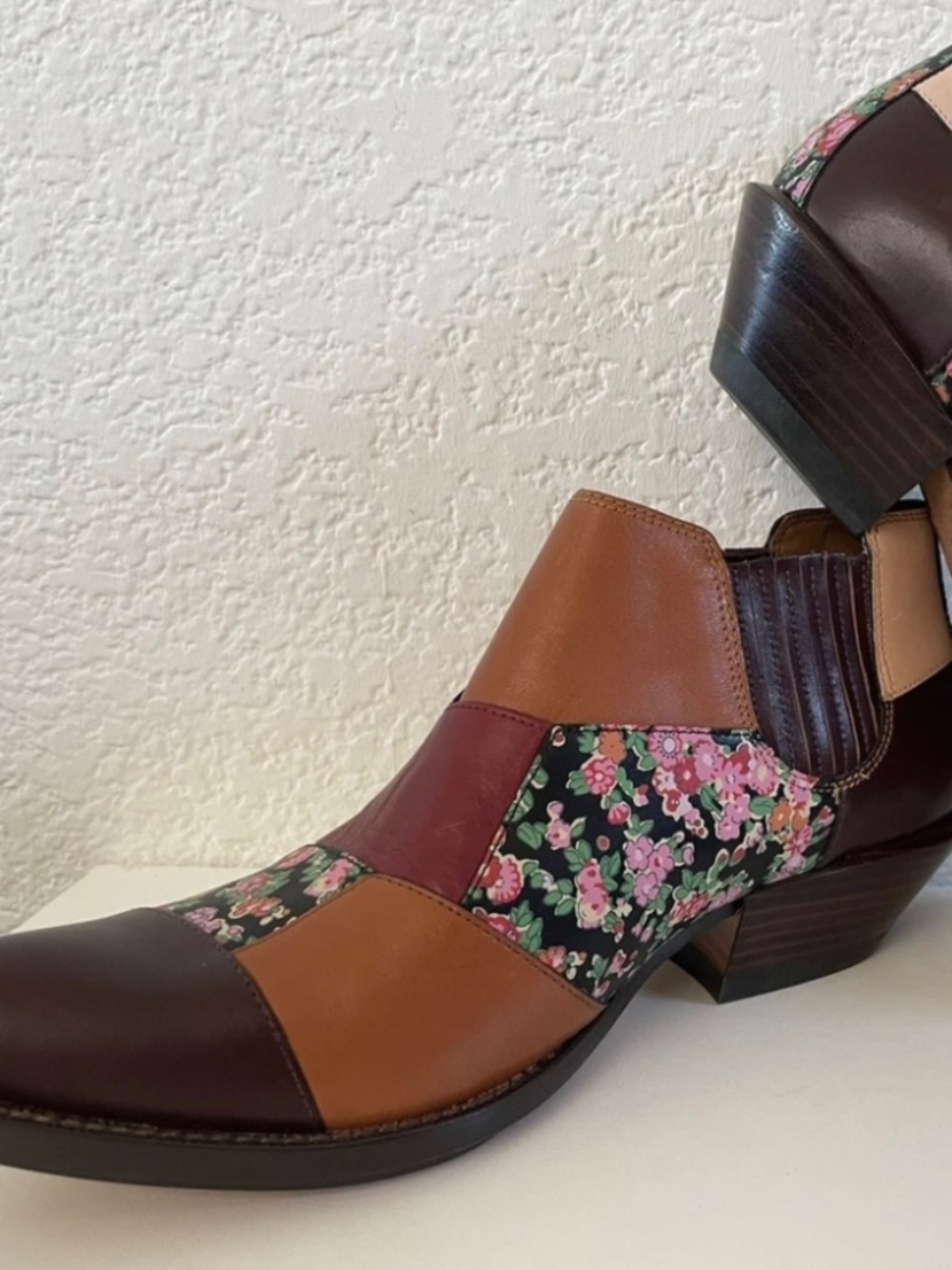 Coach Leather Flower Patchwork Bandit Shoe Cropped Cowboy Boot 5B